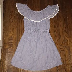 NWOT 💙 Blue & white pinstripe off shoulder dress
